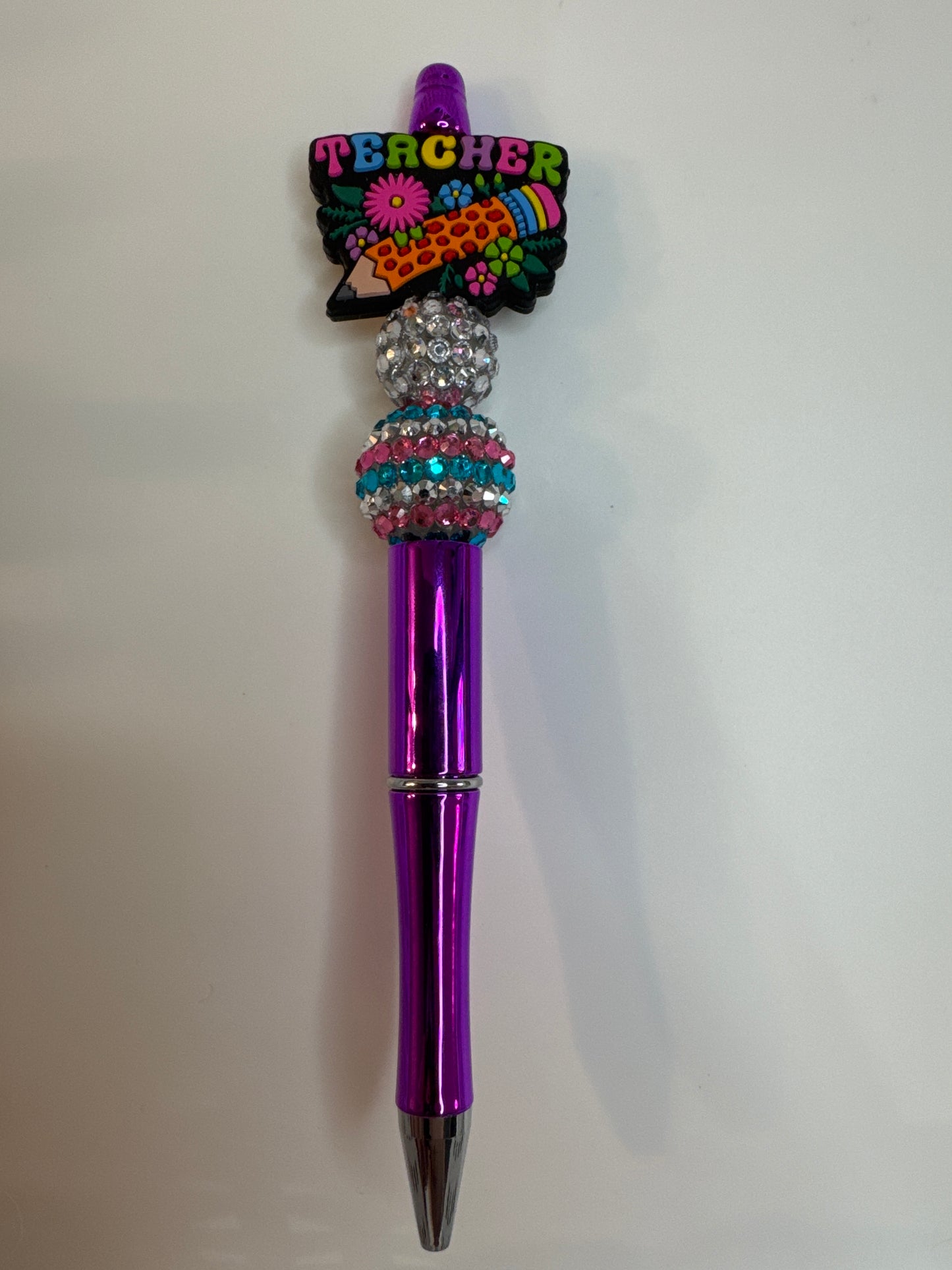 Teacher leopard pencil with flowers