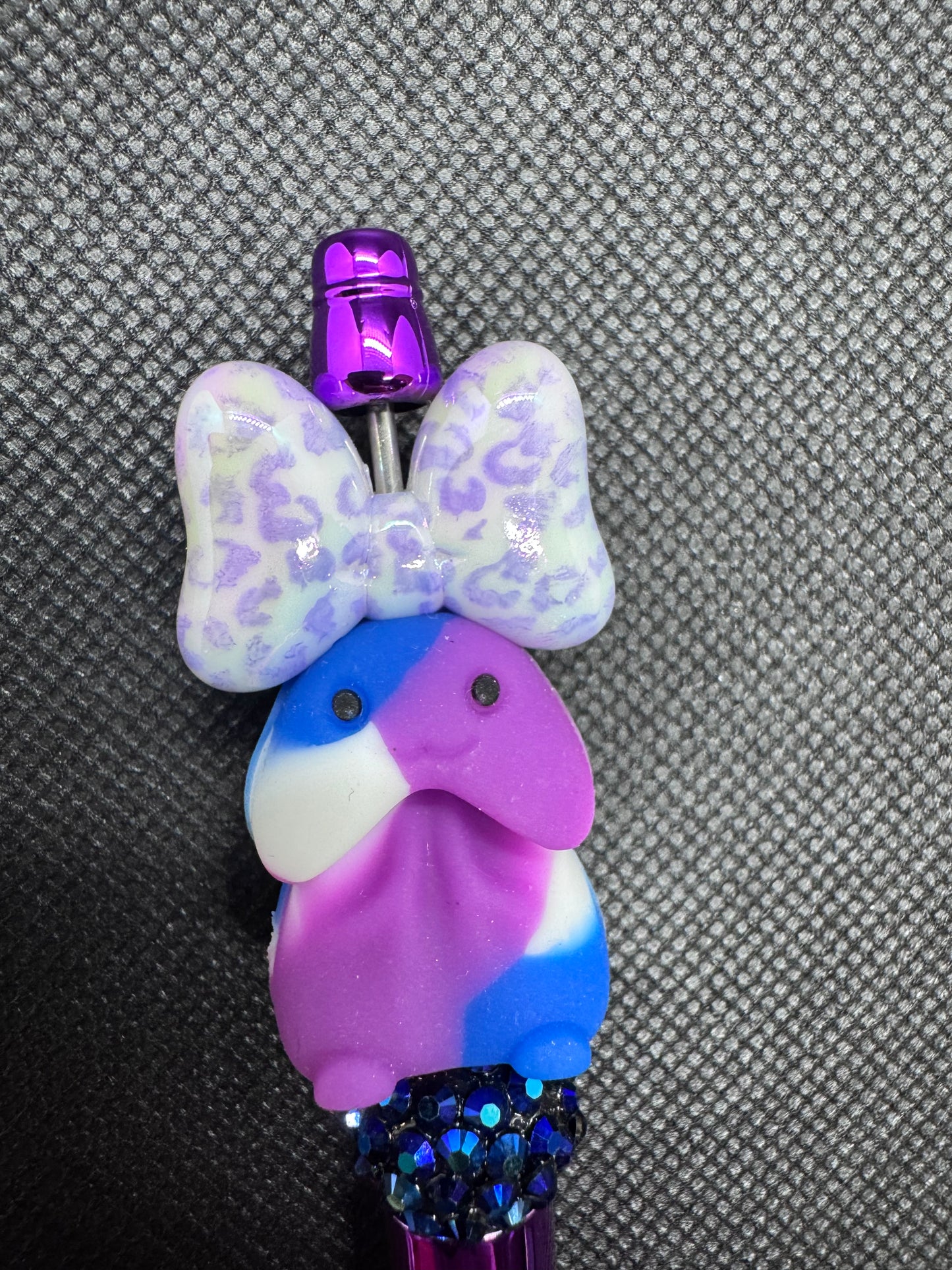 Purple blue tiedye with purple leopard bow