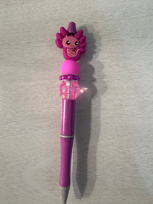 Pink Axolotl with water bead