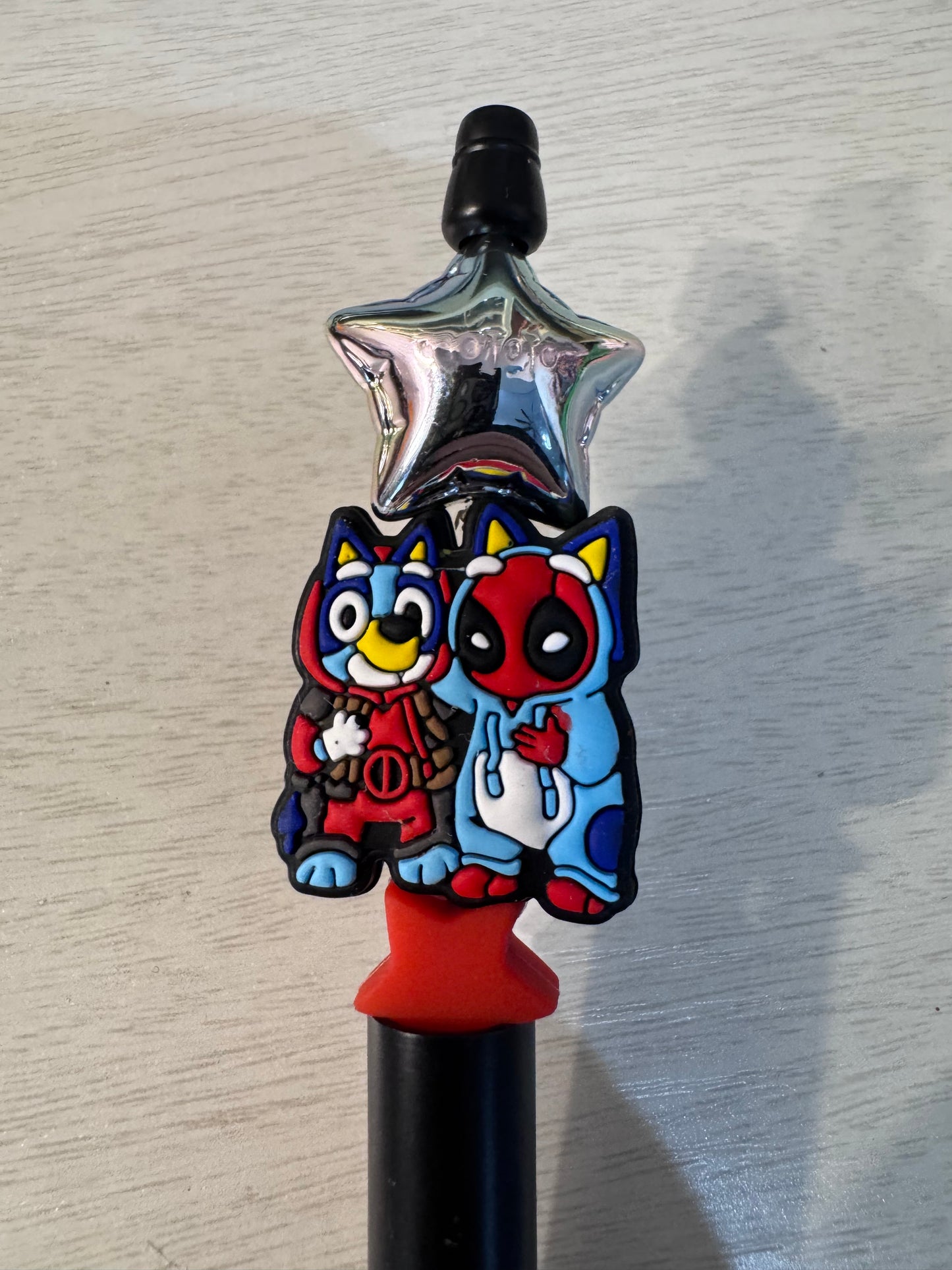 Blues deadpool onesies with star balloon