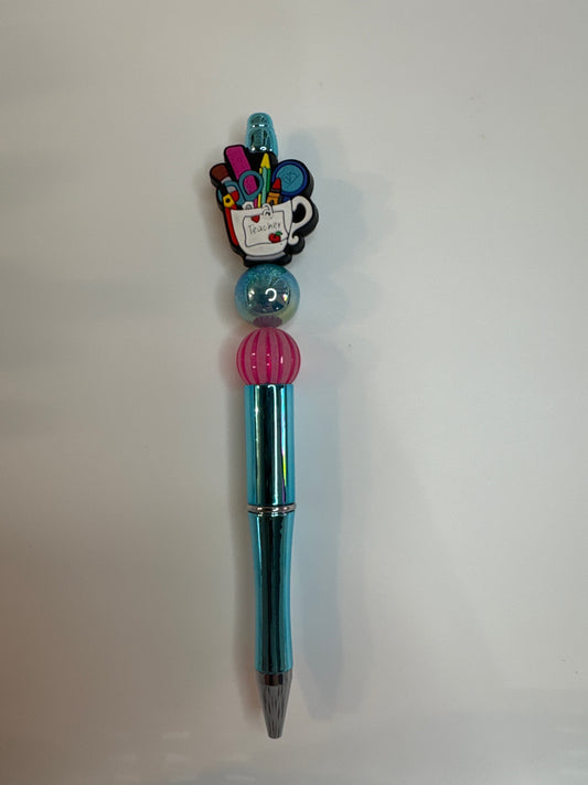 Teacher cup with school supplies