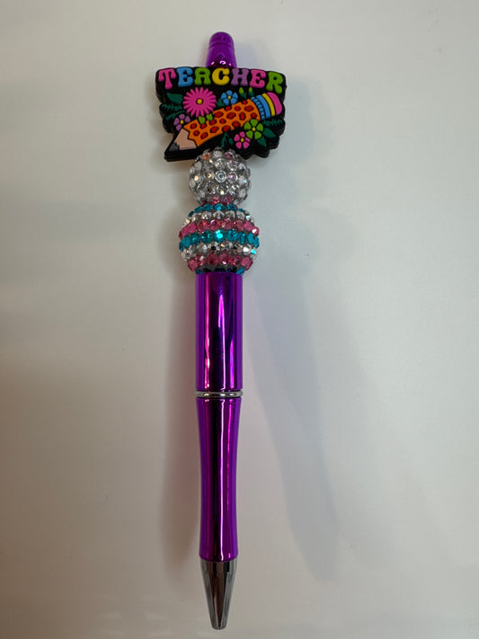 Teacher leopard pencil with flowers