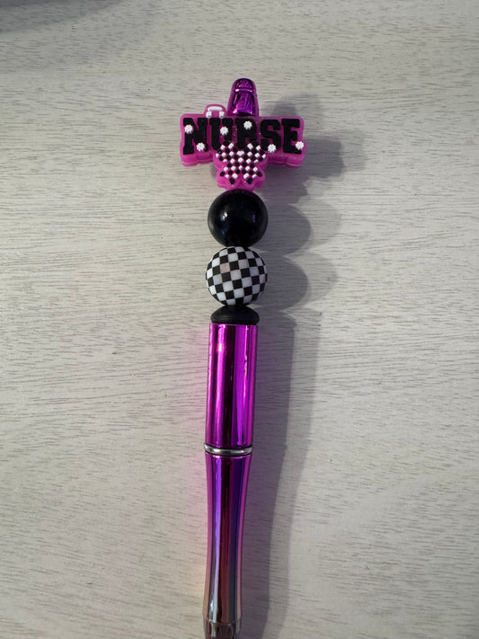Nurse with checkered bead