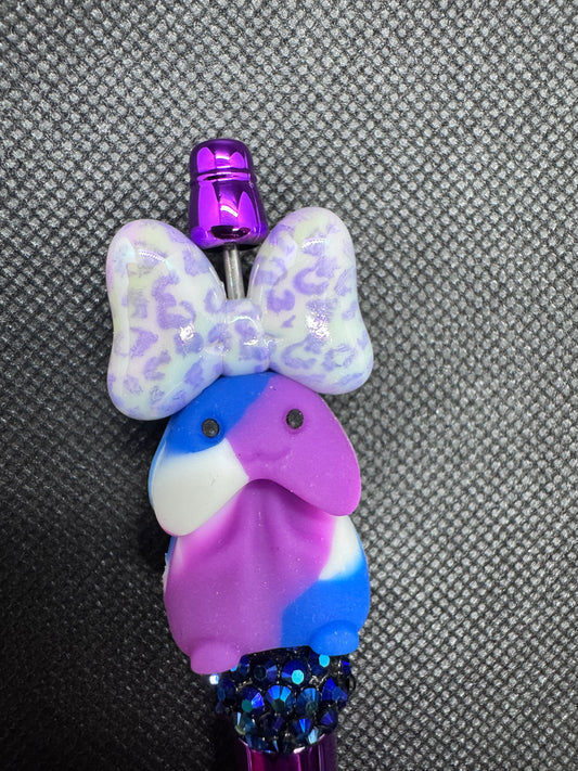 Purple blue tiedye with purple leopard bow