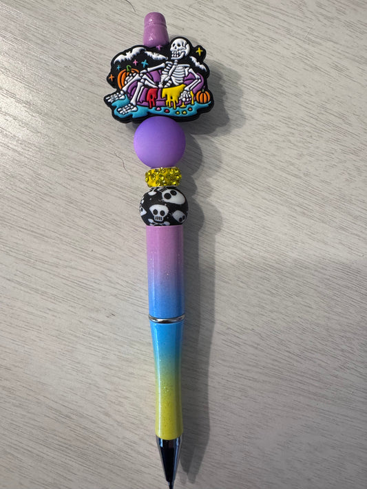 Summerween skeleton in floaty