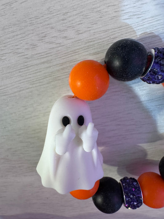 Halloween ghost giving the bird.