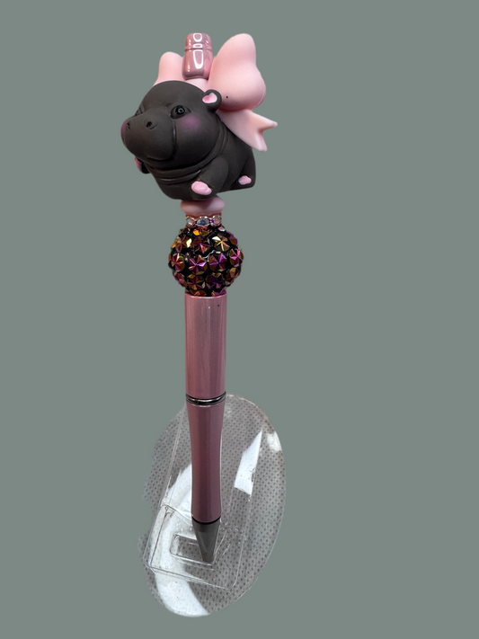 Hippo with pink bow