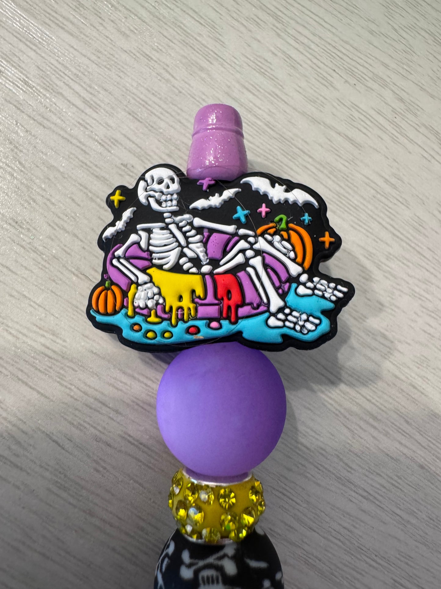 Summerween skeleton in floaty